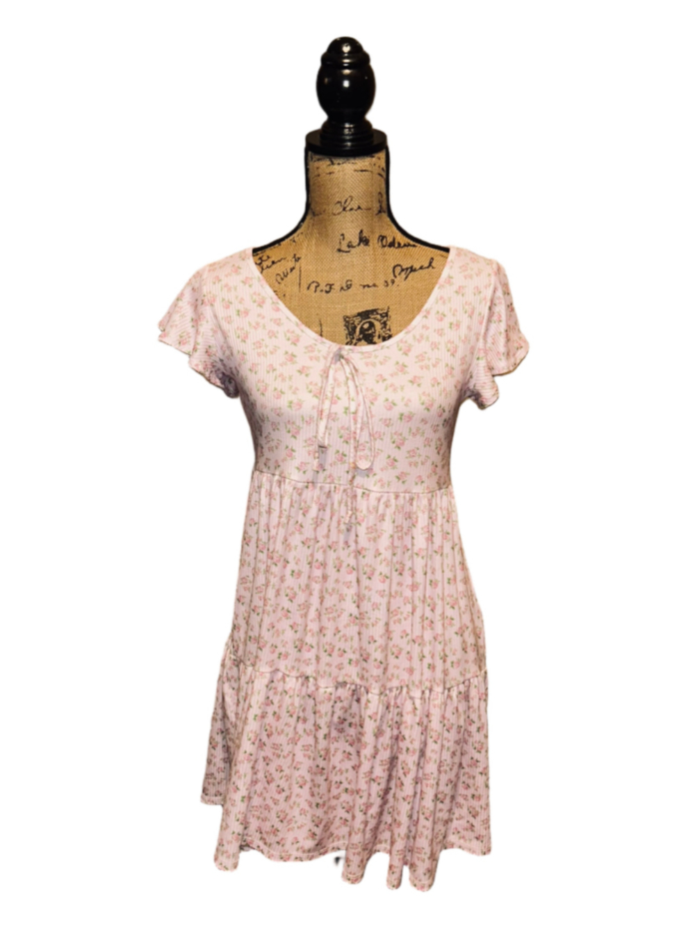 See You Monday Los Angeles Womens Dress Baby Doll Ribbed Floral Size M